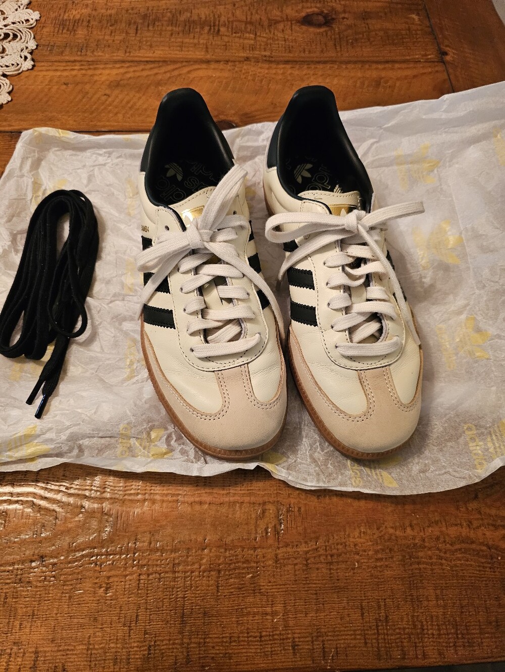 Adidas Samba OG Shoes With Box Black Cream Gold Womens 7